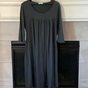 So soft grey charcoal dress self tie belt